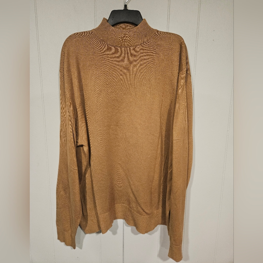 Bagazio Men's 2XL Mock Neck Sweater Brown 100% Acrylic Long Sleeve Knit